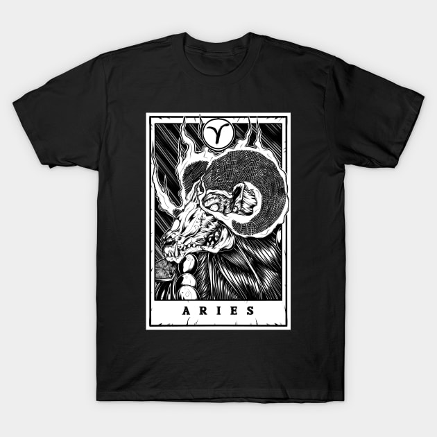 Aries Zodiac Tarot T-Shirt by Scottconnick